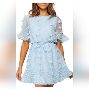 Womens blue short sleeve dress wore once. Excellent condition  size large